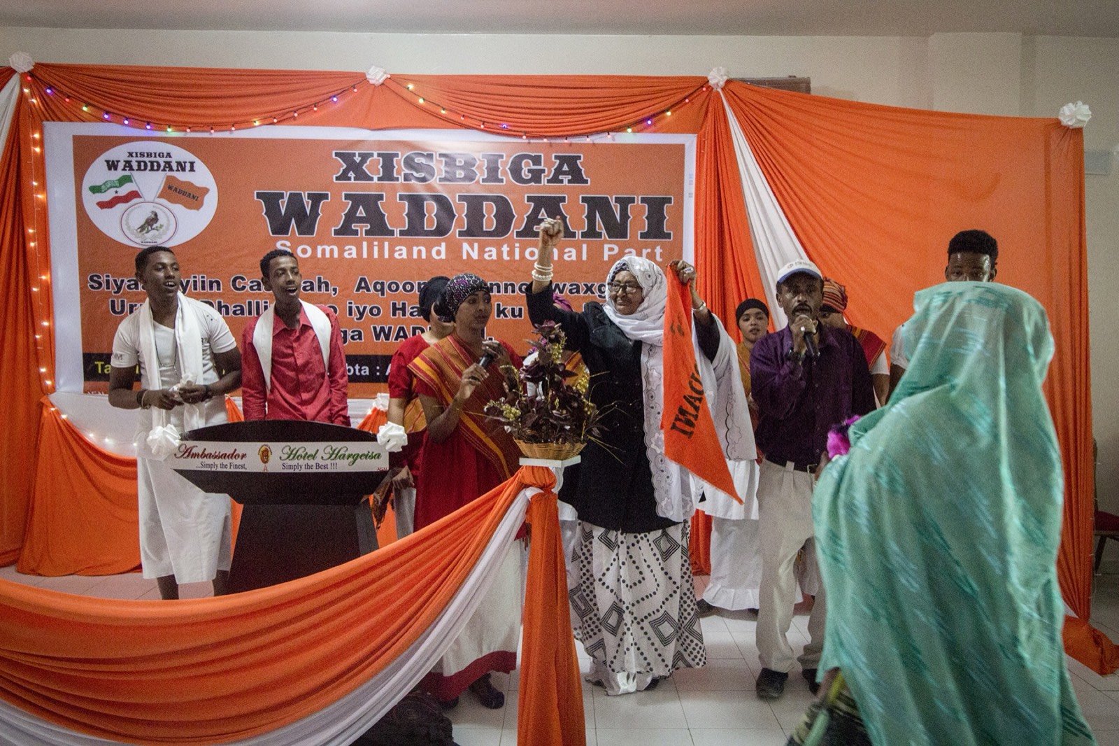 Division Multiplied, photo 14. Artists perform at an event of WADANI, one of the official opposition parties in Somaliland.